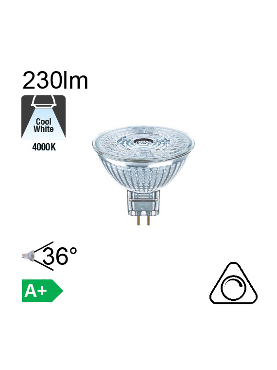 MR16 LED GU5.3 230lm 4000K 36° Dimmable