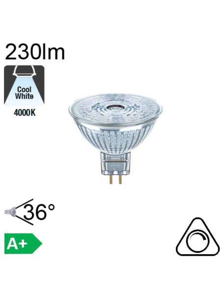 MR16 LED GU5.3 230lm 4000K 36° Dimmable