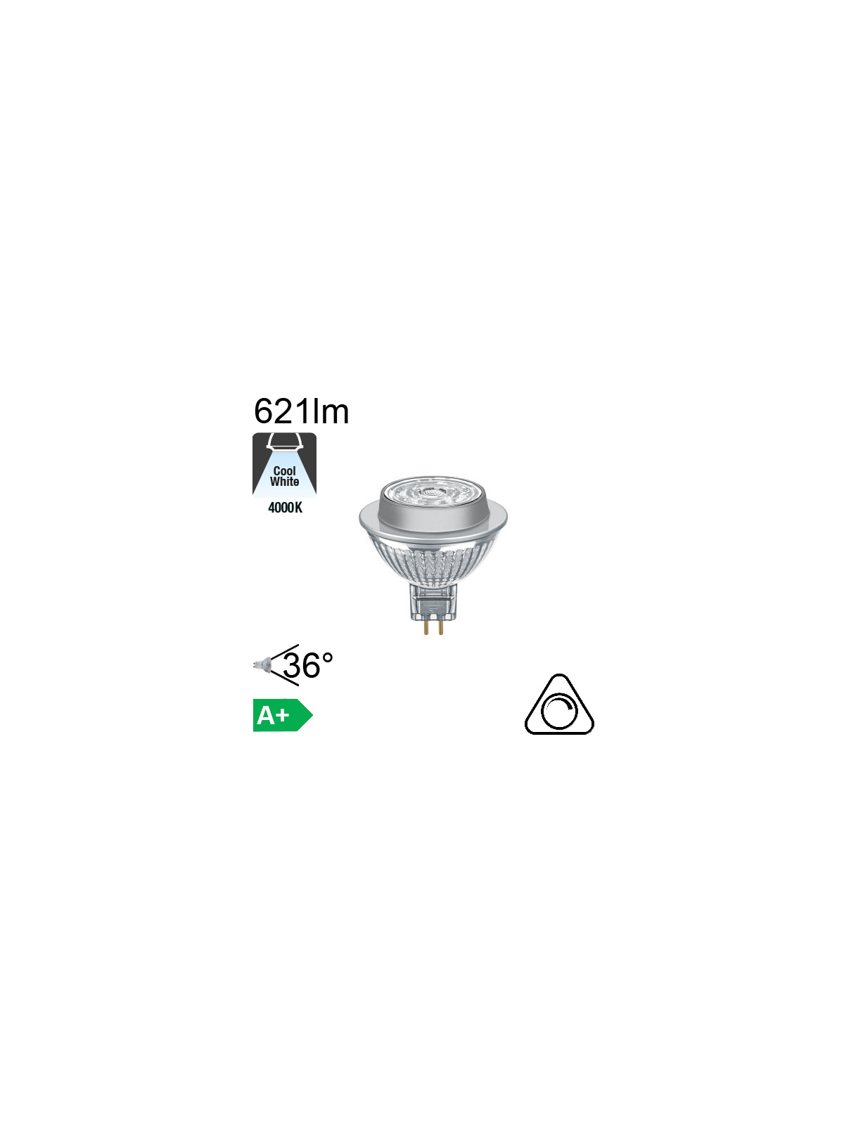 MR16 LED GU5.3 621lm 4000K 36° Dimmable