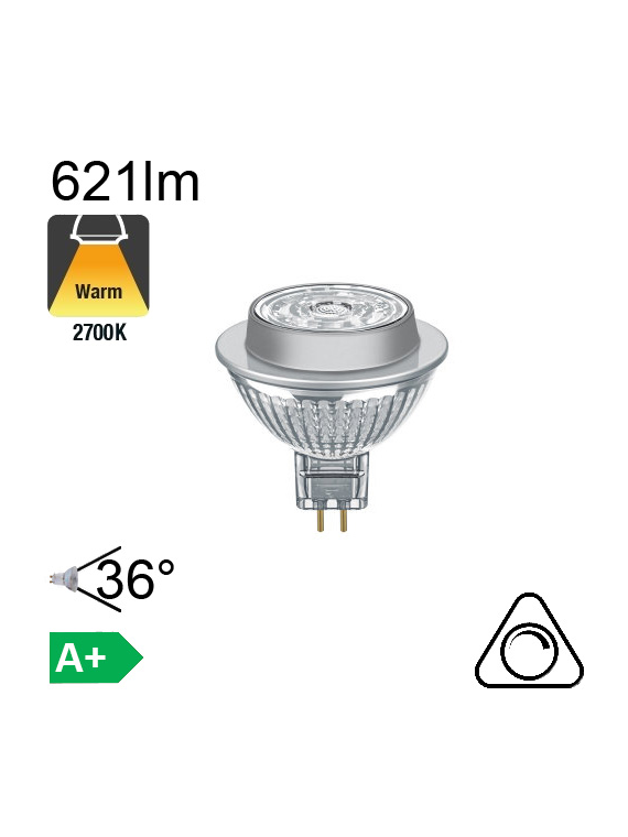 MR16 LED GU5.3 621lm 2700K 36° Dimmable