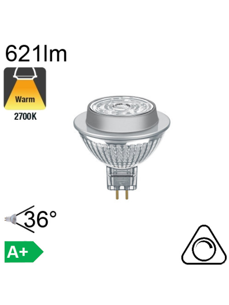 MR16 LED GU5.3 621lm 2700K 36° Dimmable