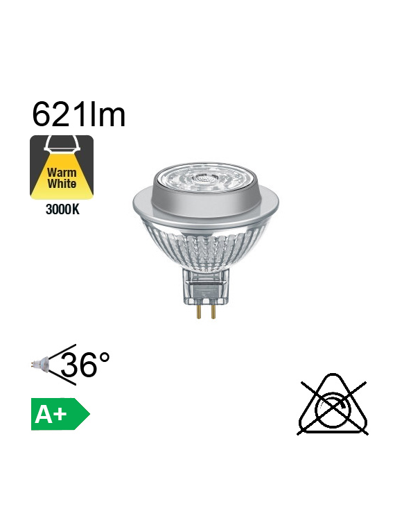 MR16 LED GU5.3 621lm 3000K 36°