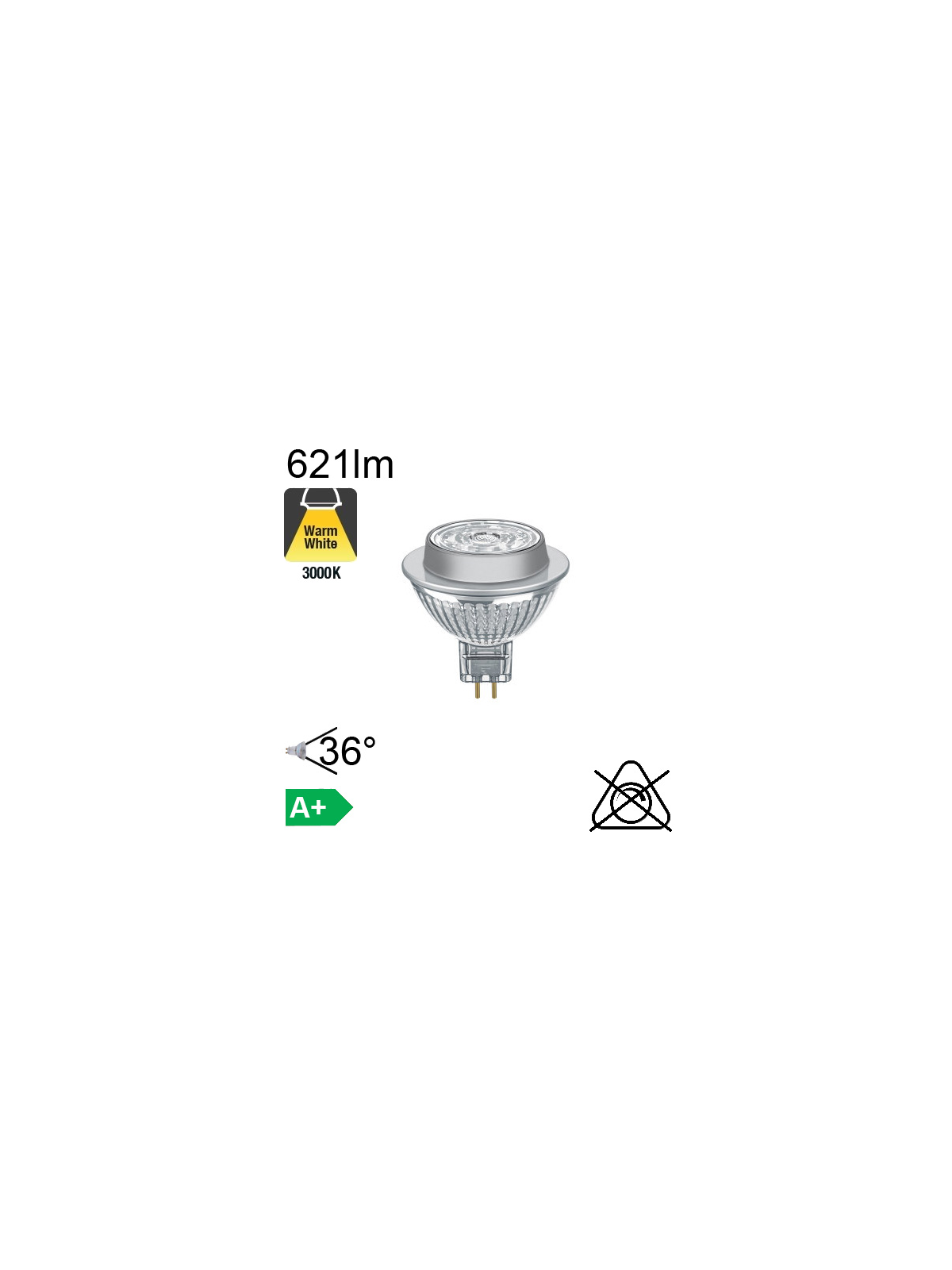 MR16 LED GU5.3 621lm 3000K 36°