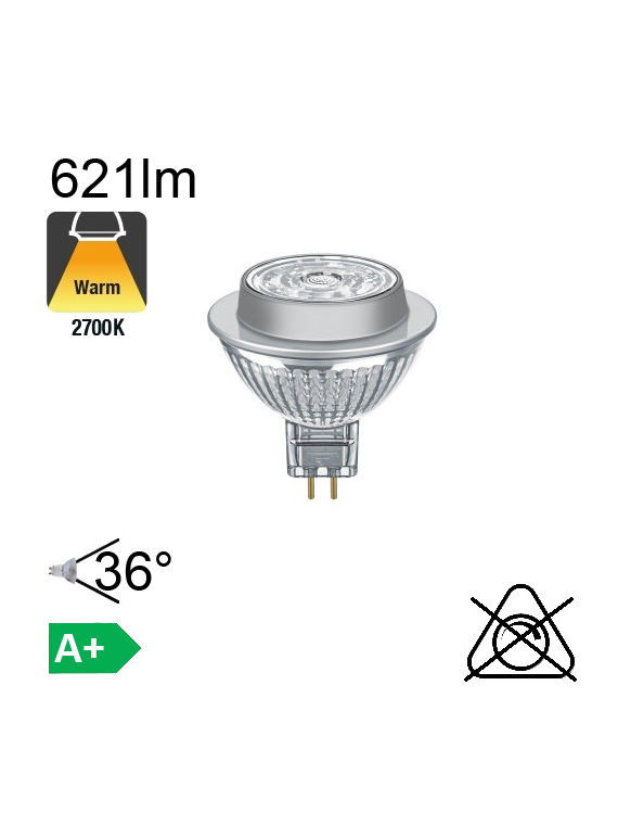 MR16 LED GU5.3 621lm 2700K 36°