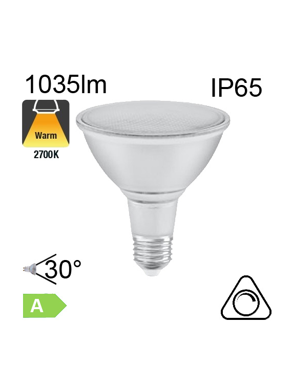 Spot PAR38 LED IP65 E27 1035lm 30° 2700K Dimmable