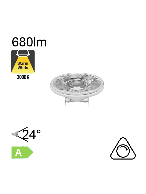 AR111 LED G53 680lm 24° 3000K Dimmable