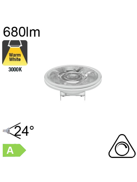 AR111 LED G53 680lm 24° 3000K Dimmable