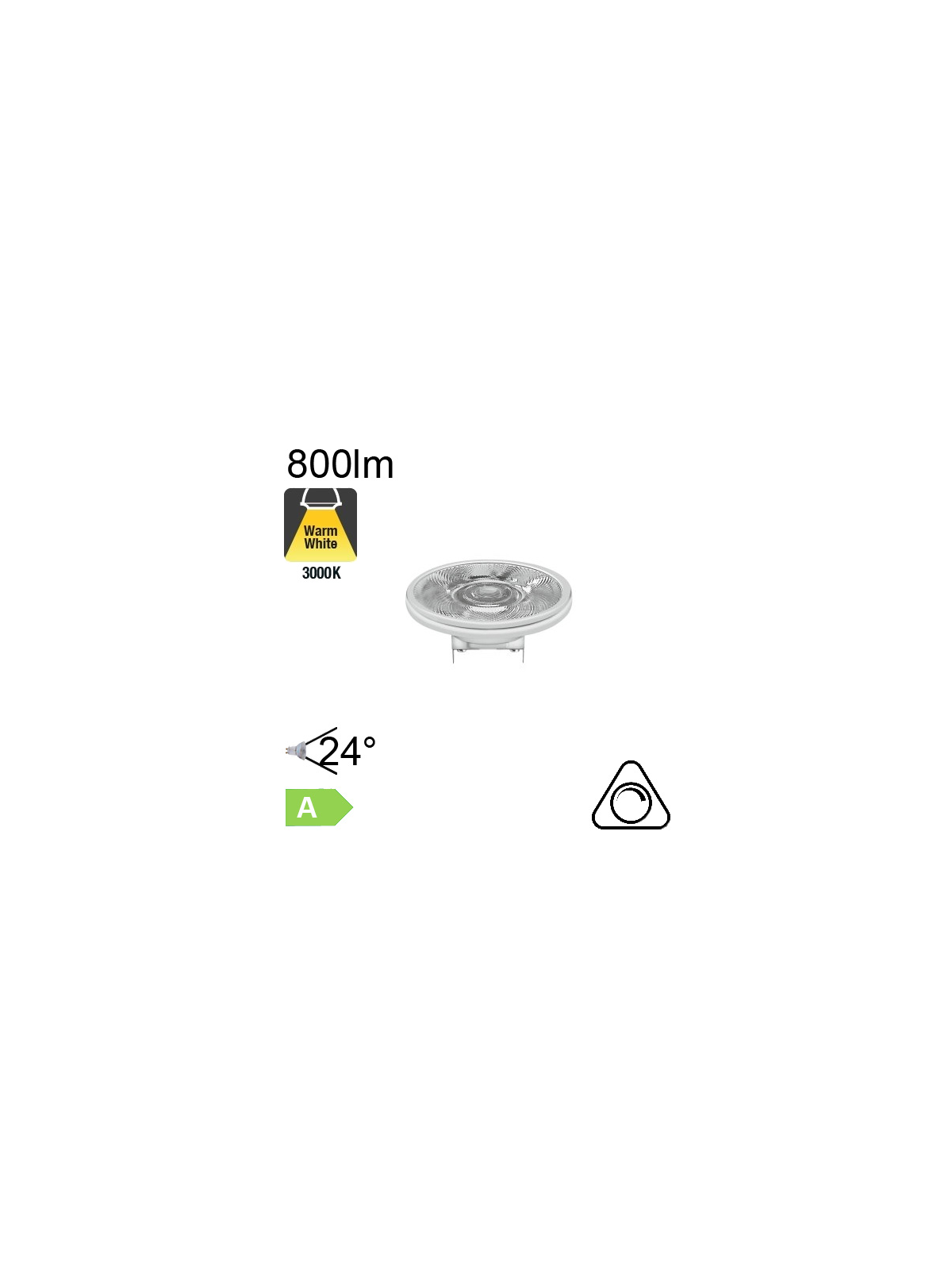 AR111 LED G53 800lm 24° 3000K Dimmable