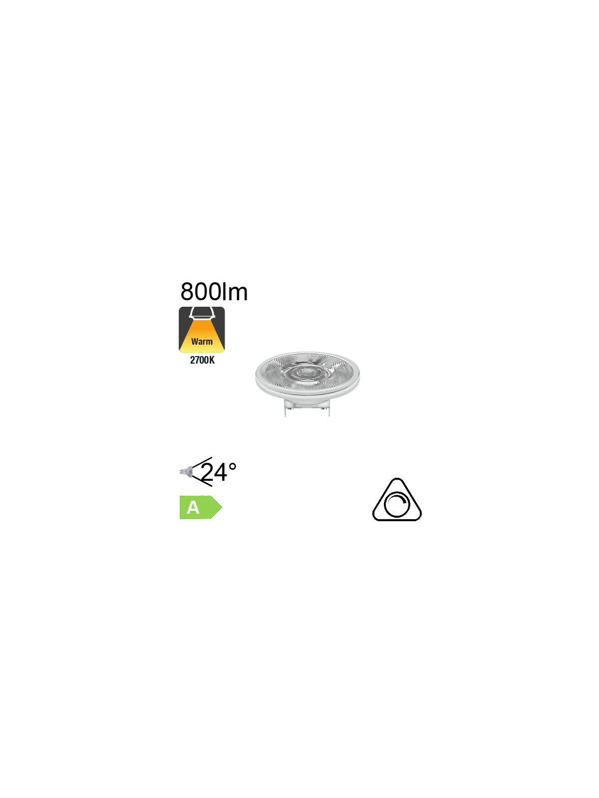 AR111 LED G53 800lm 24° 2700K Dimmable