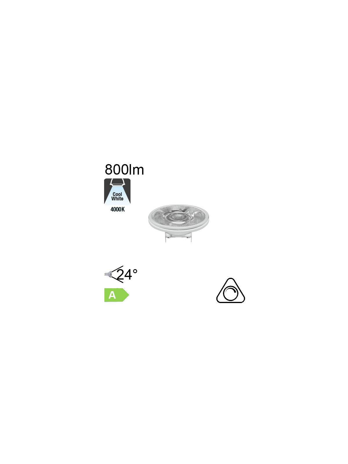 AR111 LED G53 800lm 24° 4000K Dimmable