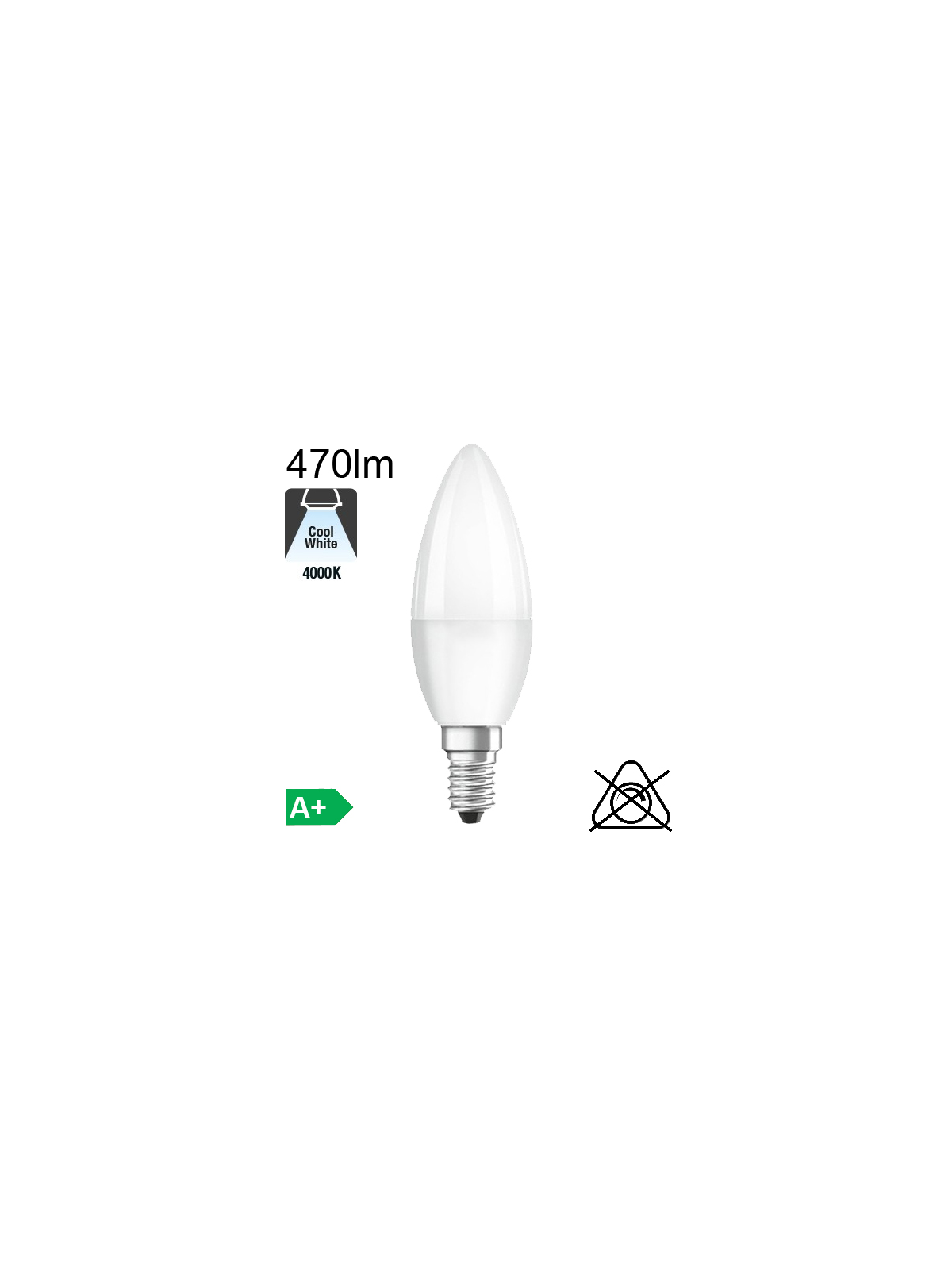 Flamme LED E14 470lm 4000K