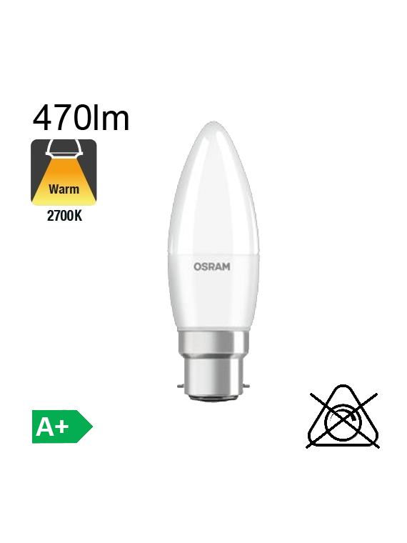 Flamme LED B22 470lm 2700K