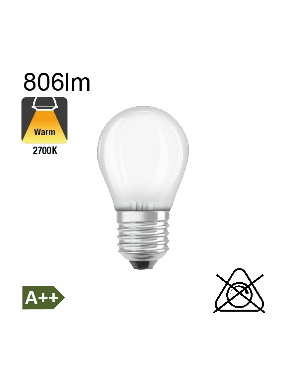 Sphérique Dépolie LED E27 580lm 2700K