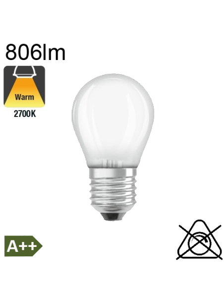 Sphérique Dépolie LED E27 580lm 2700K