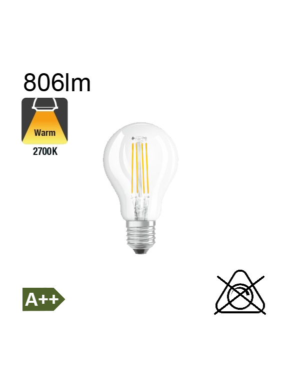 Sphérique LED E27 806lm 2700K