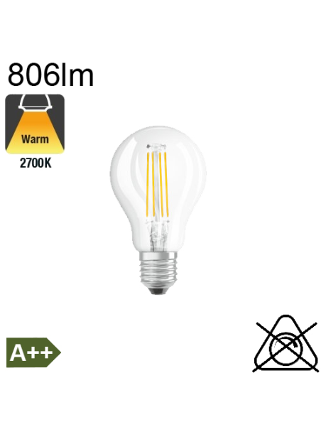 Sphérique LED E27 806lm 2700K