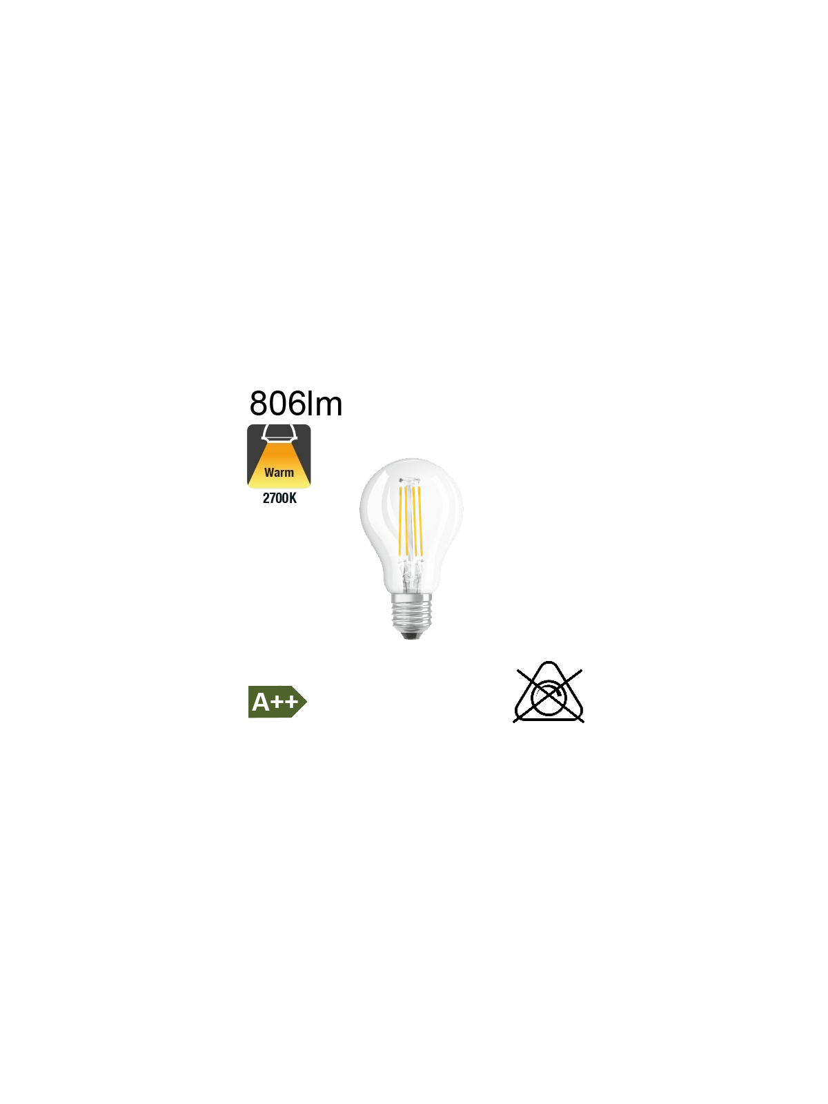 Sphérique LED E27 806lm 2700K