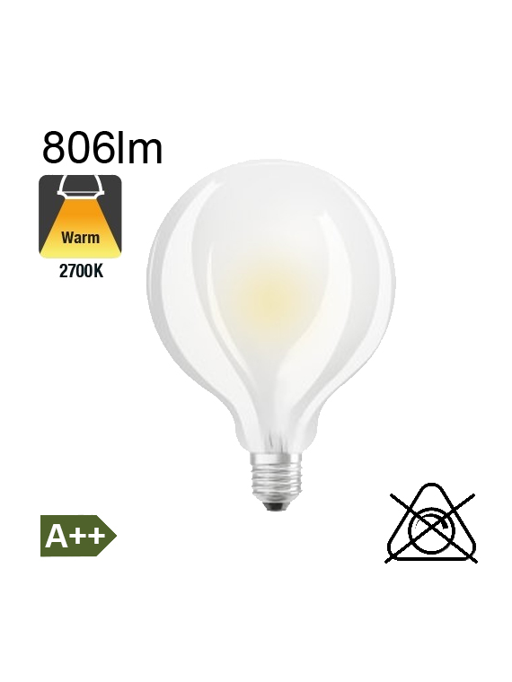 Globe Dépolie LED Ø95 E27 806lm 2700K