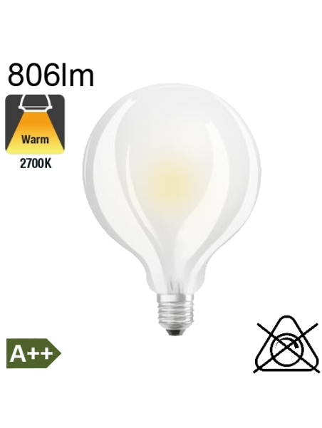 Globe Dépolie LED Ø95 E27 806lm 2700K