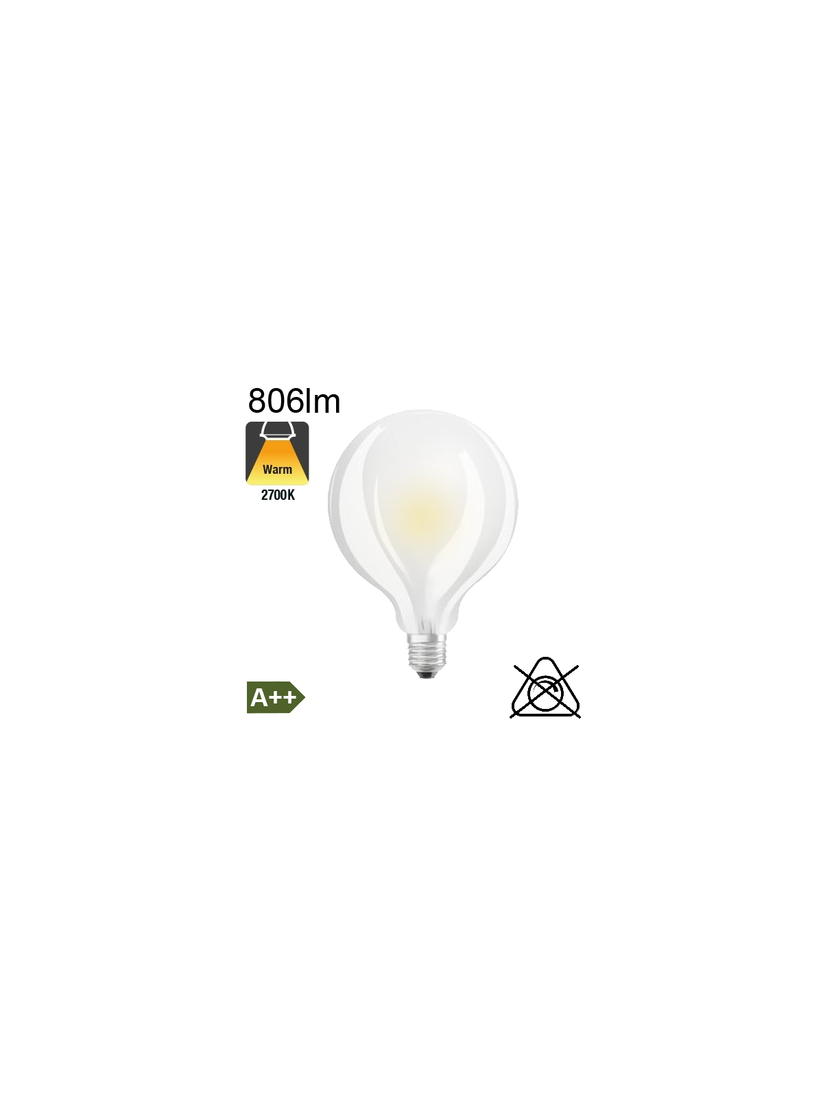 Globe Dépolie LED Ø95 E27 806lm 2700K