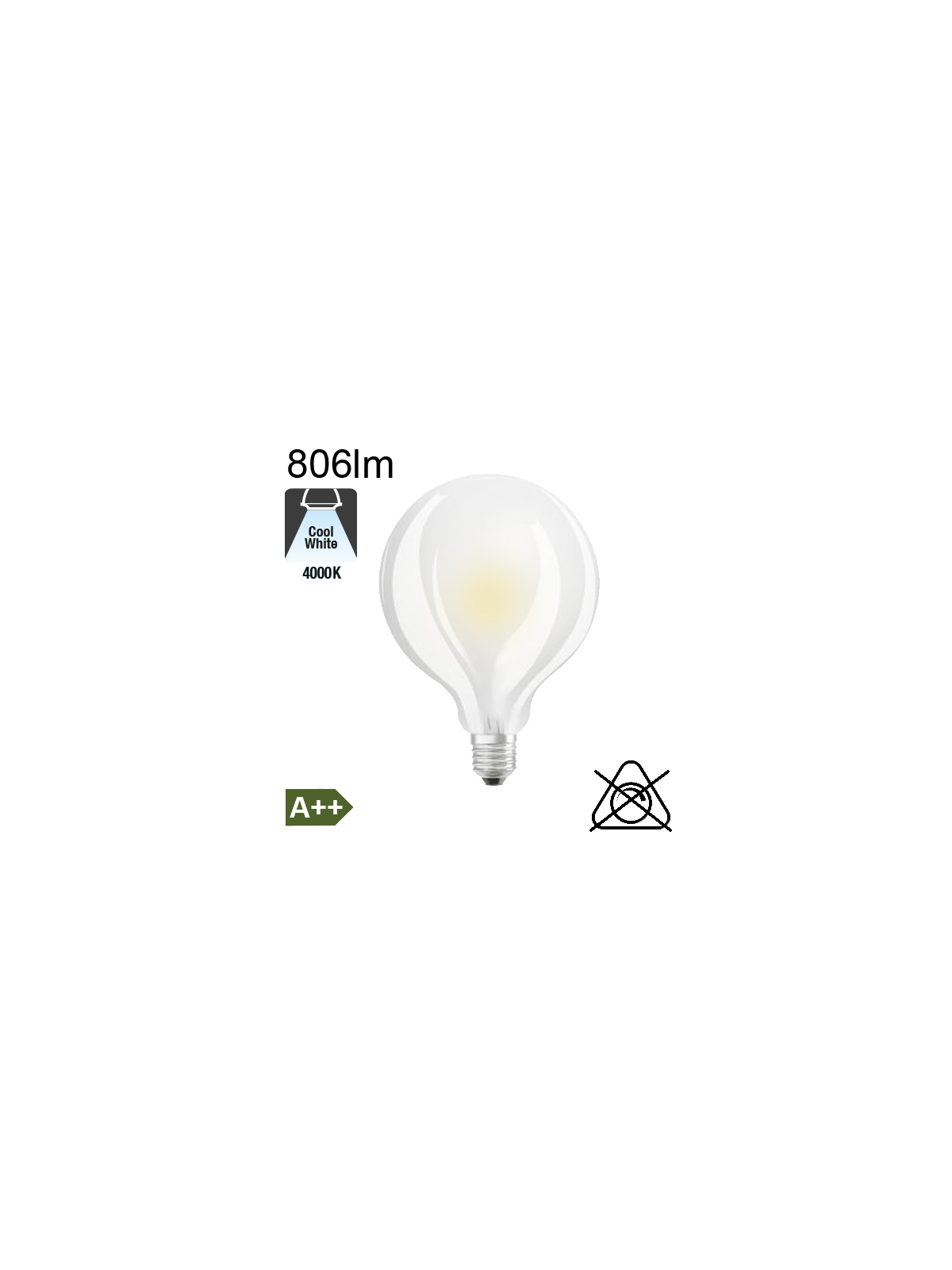 Globe Dépolie LED Ø95 E27 806lm 4000K