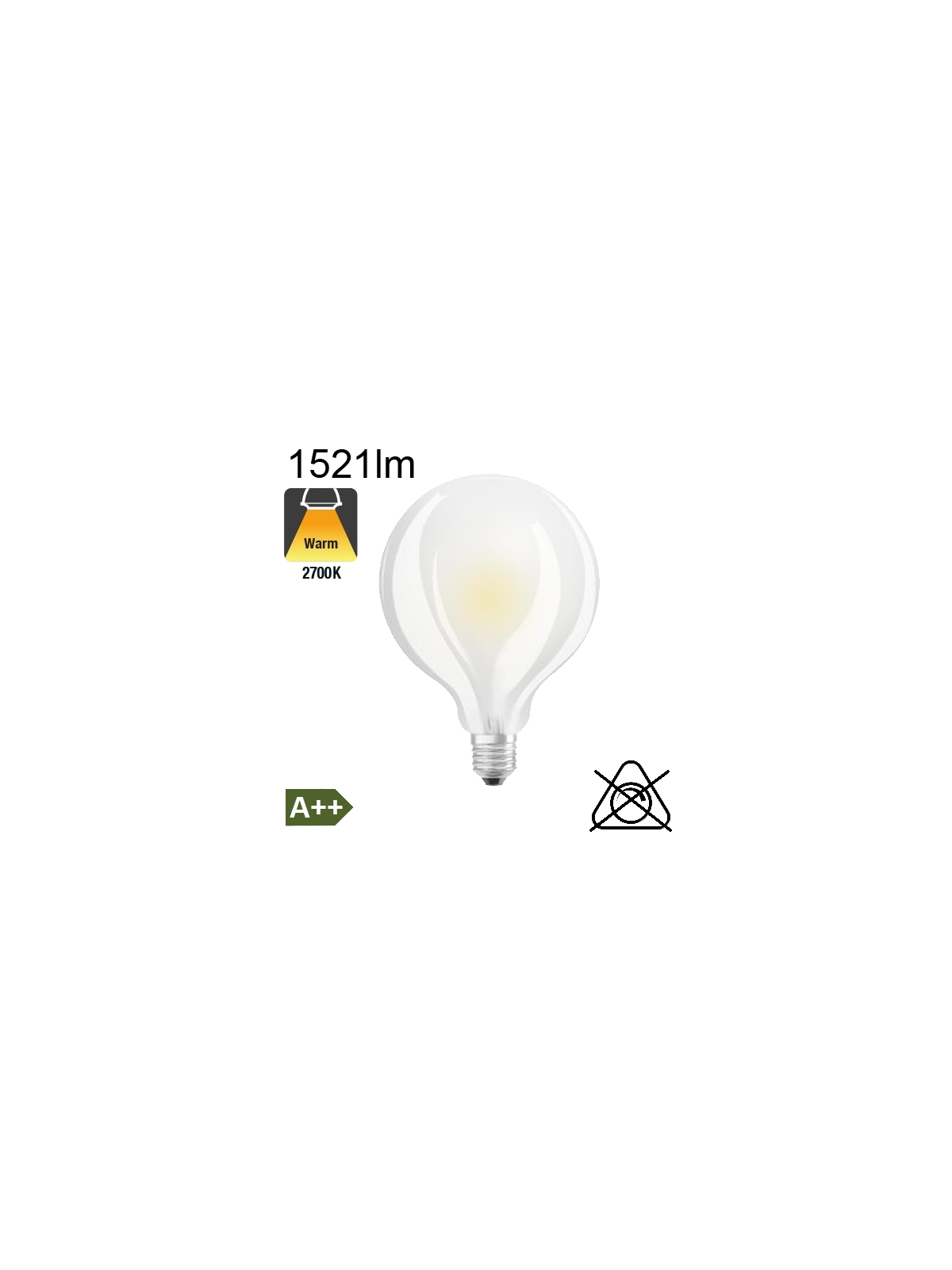 Globe Dépolie LED Ø95 E27 1521lm 2700K