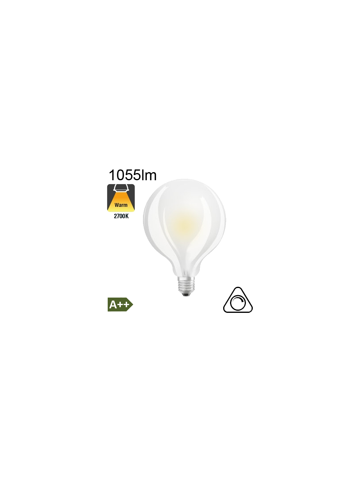 Globe Dépolie LED Ø95 E27 1055lm 2700K Dimmable