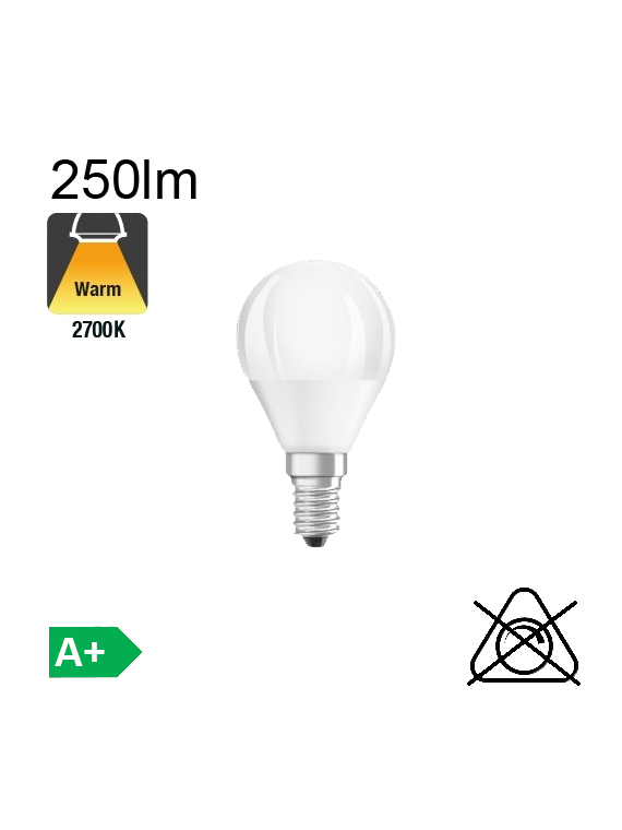 Sphérique LED E14 250lm 2700K