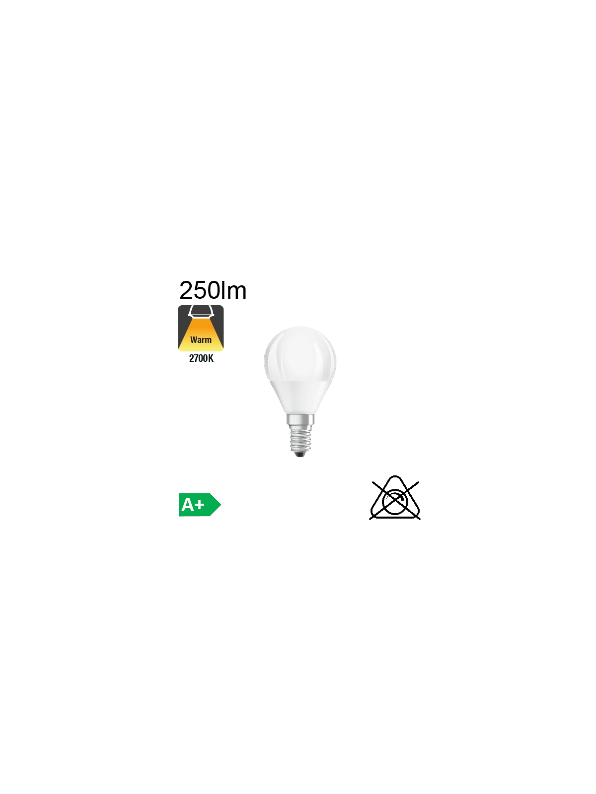 Sphérique LED E14 250lm 2700K