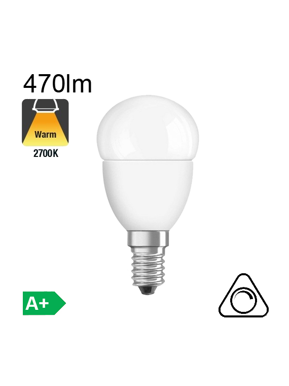 Sphérique LED E14 470lm 2700K Dimmable