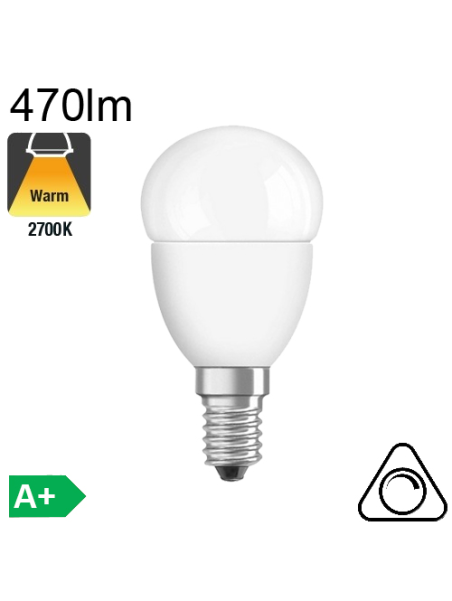 Sphérique LED E14 470lm 2700K Dimmable