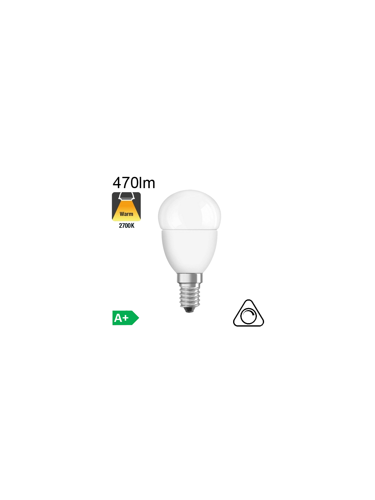 Sphérique LED E14 470lm 2700K Dimmable