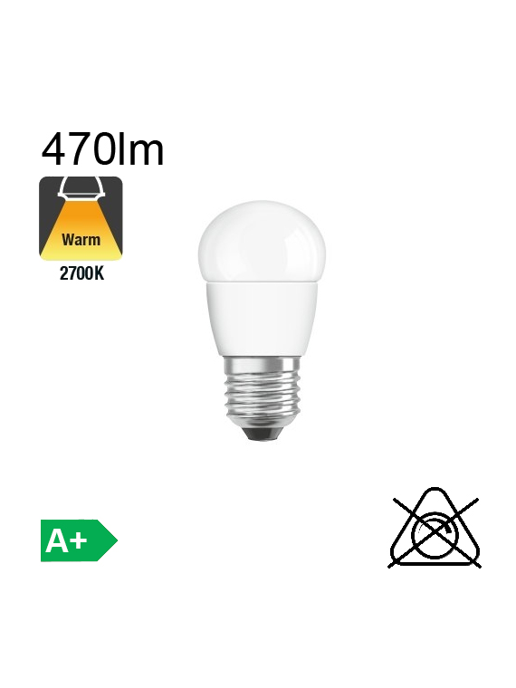 Sphérique LED E27 470lm 2700K