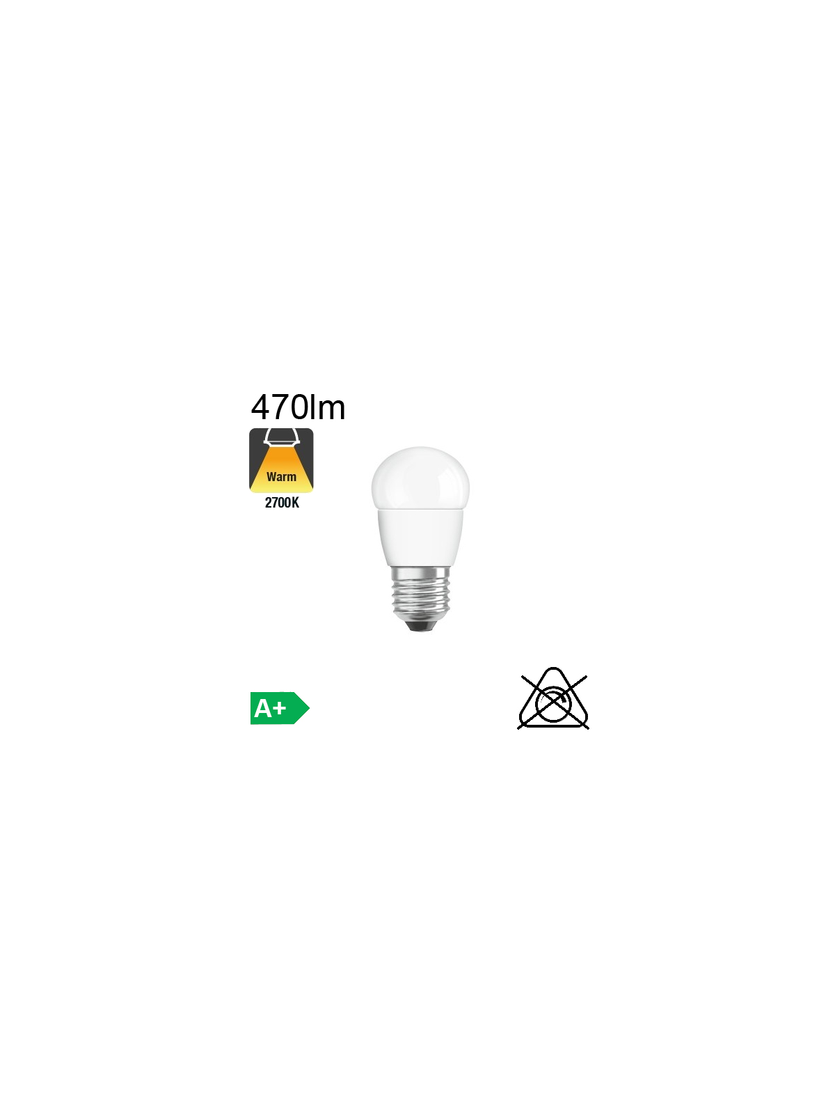 Sphérique LED E27 470lm 2700K