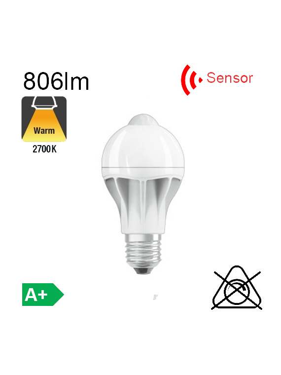 Standard Motion Sensor LED E27 806lm 2700K