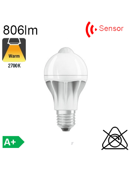 Standard Motion Sensor LED E27 806lm 2700K