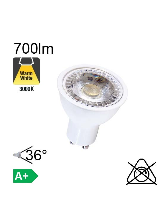 Spot LED GU10 650lm 3000K 36°