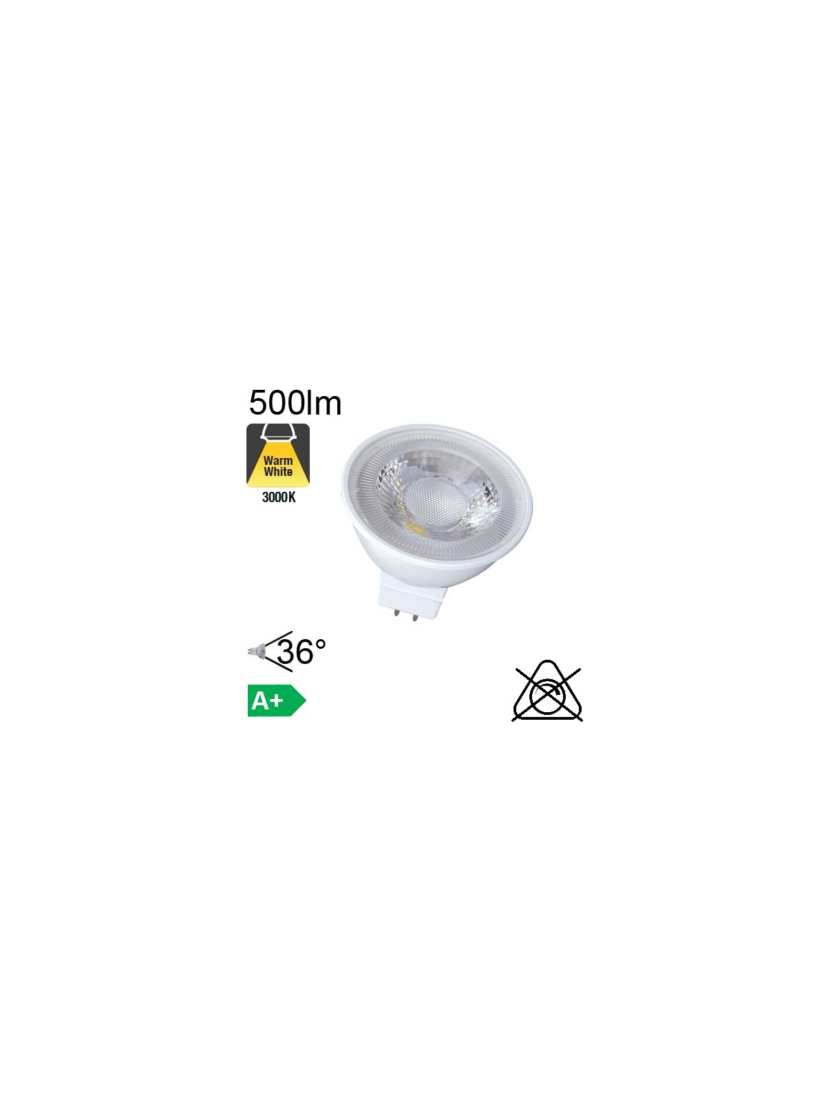 MR16 LED GU5.3 500lm 3000K 36°