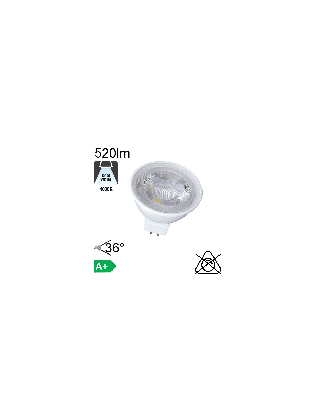 MR16 LED GU5.3 520lm 4000K 36°