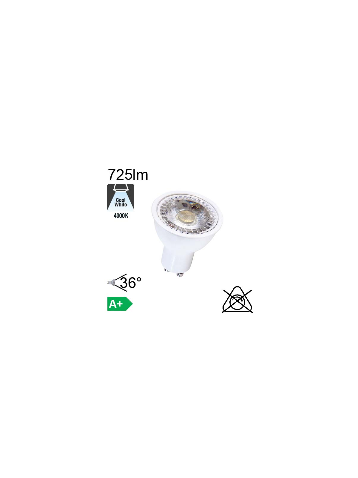 Spot LED GU10 650lm 4000K 36°