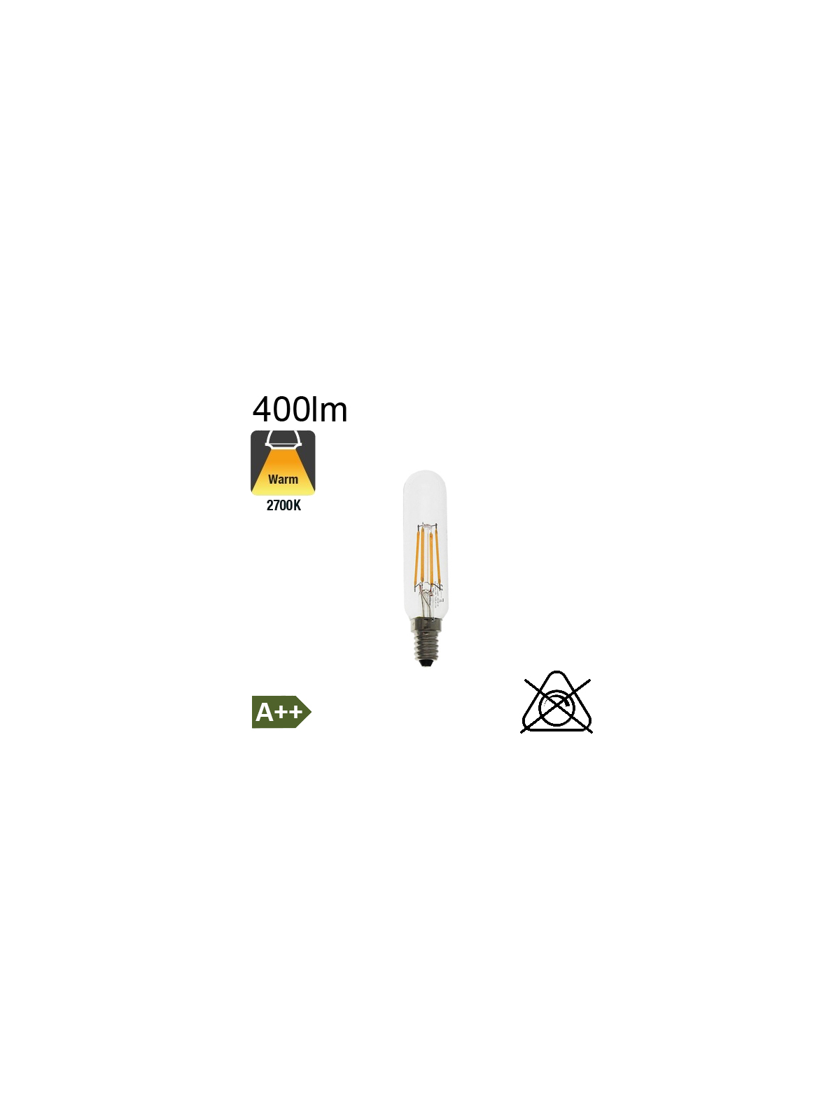 Tube LED E14 400lm 2700°K