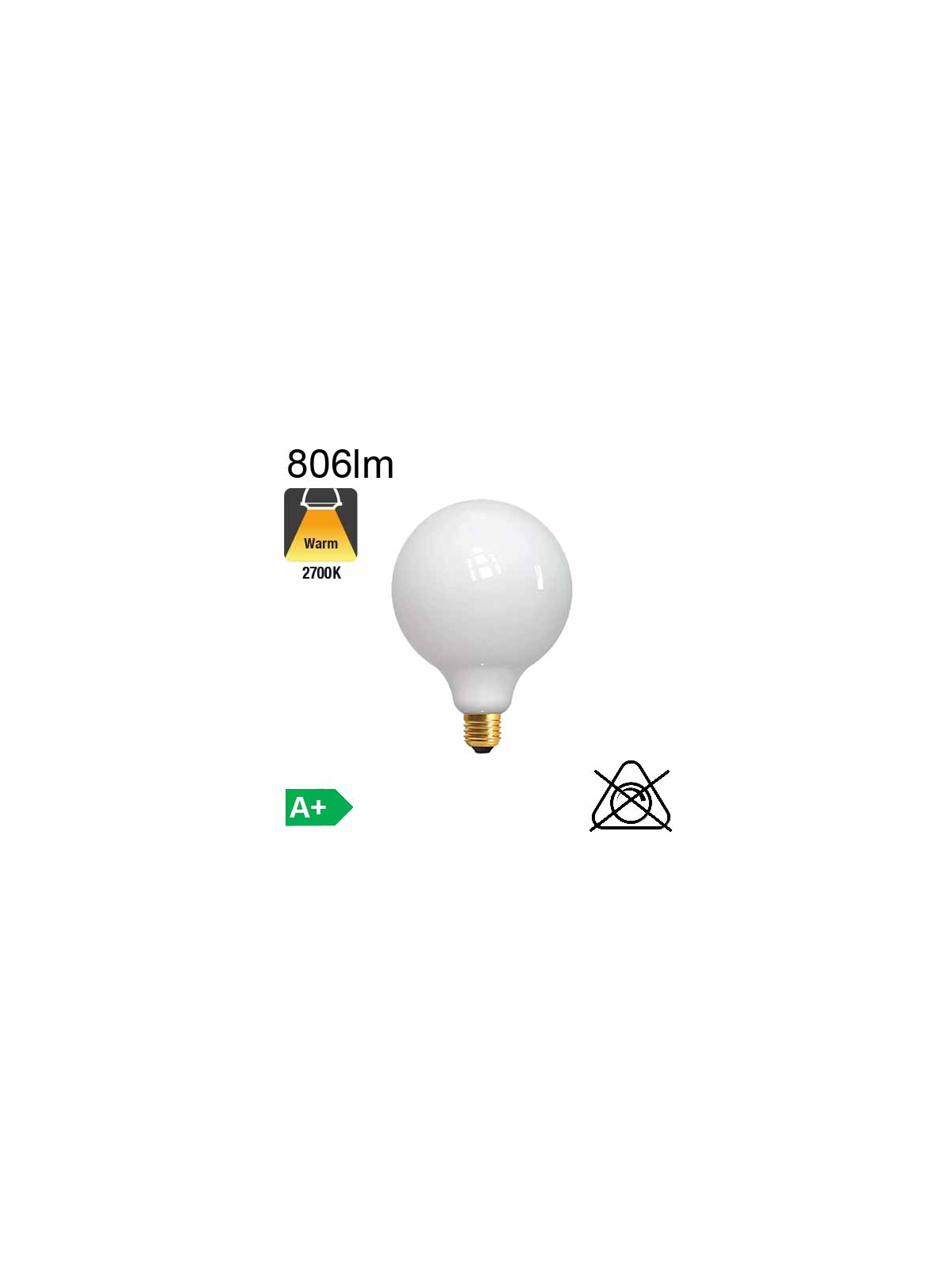 Globe Dépolie LED Ø80 E27 806lm 2700K