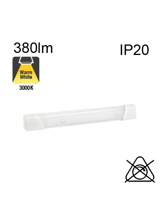 Réglette Blanche AVEC Inter et SANS Prise LED IP20 5.5W 380lm 3000K