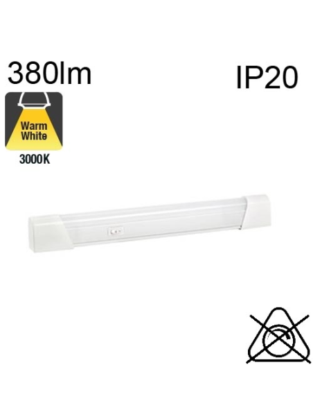 Réglette Blanche AVEC Inter et SANS Prise LED IP20 5.5W 380lm 3000K