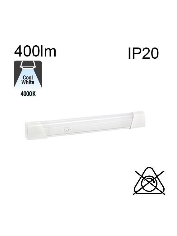 Réglette Blanche AVEC Inter et SANS Prise LED IP20 5.5W 400lm 4000K