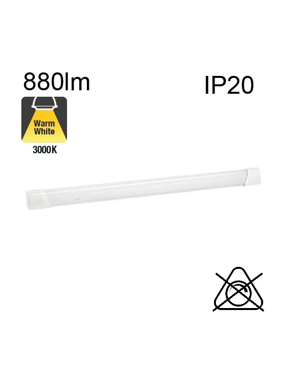 Réglette Blanche AVEC Inter et SANS Prise LED IP20 10W 880lm 3000K