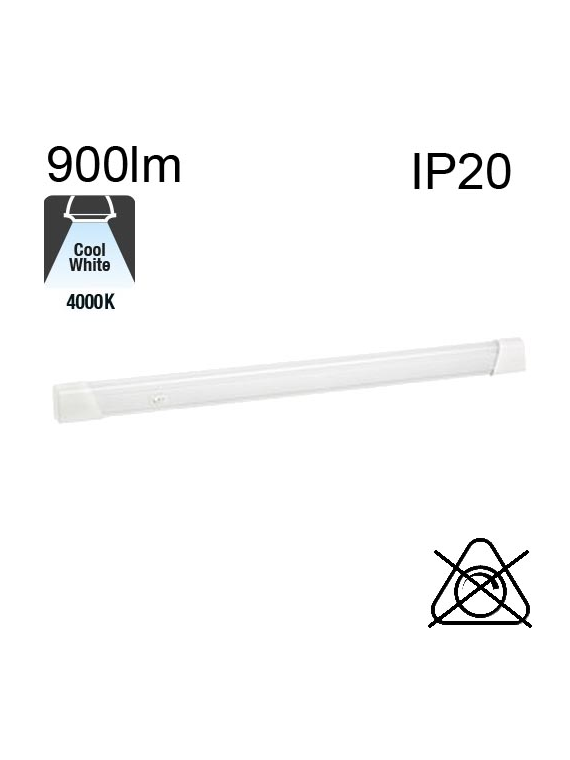 Réglette Blanche AVEC Inter et SANS Prise LED IP20 10W 900lm 4000K