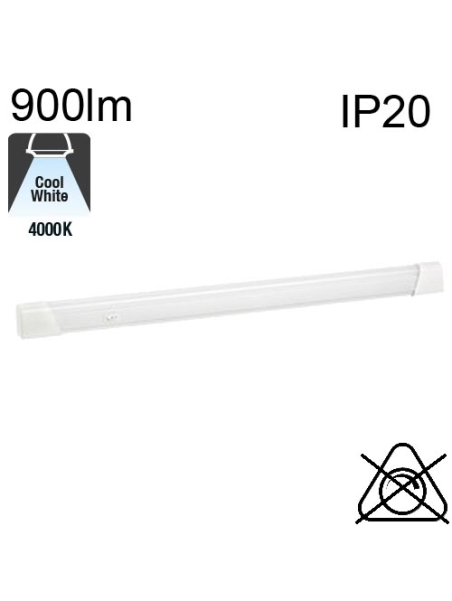 Réglette Blanche AVEC Inter et SANS Prise LED IP20 10W 900lm 4000K