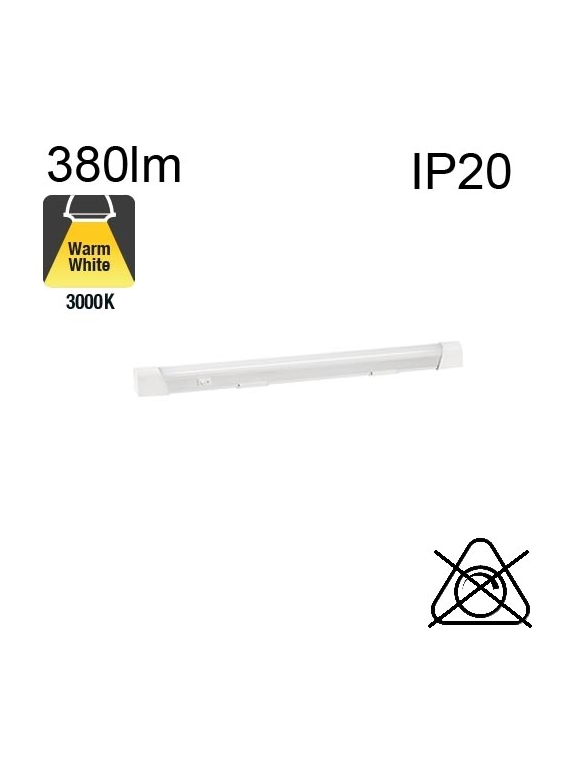 Réglette Aluminium AVEC Inter et SANS Prise LED IP20 5.5W 380lm 3000K