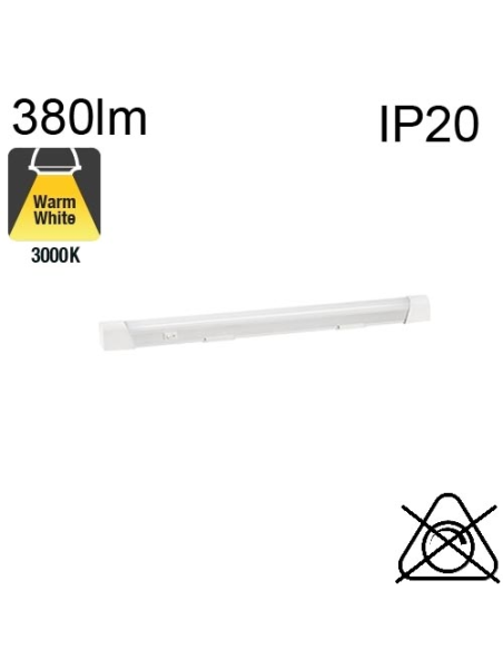 Réglette Aluminium AVEC Inter et SANS Prise LED IP20 5.5W 380lm 3000K